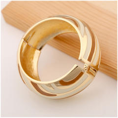 Chunky gold color brown enamel alloy bangle bracelet suit