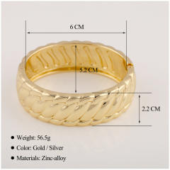 Hiphop gold color wide design alloy bangle bracelet set