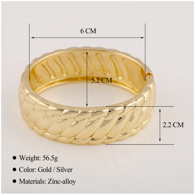 Hiphop gold color wide design alloy bangle bracelet set