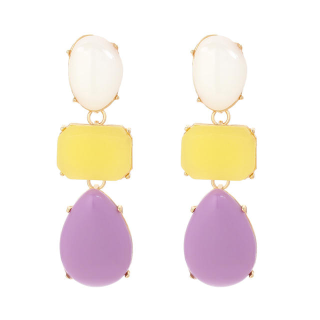 Distinctive Acrylic Alloy Resin Earrings Women's ZA Light Luxury Water Drop Geometric Color Earrings