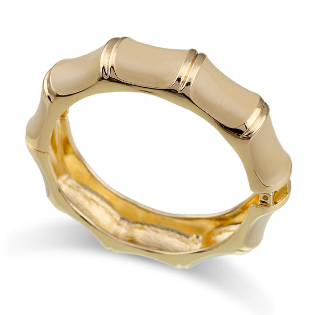 Chunky gold color brown enamel alloy bangle bracelet suit