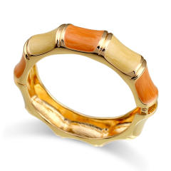 Chunky gold color brown enamel alloy bangle bracelet suit