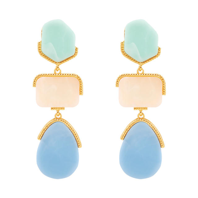 Distinctive Acrylic Alloy Resin Earrings Women's ZA Light Luxury Water Drop Geometric Color Earrings
