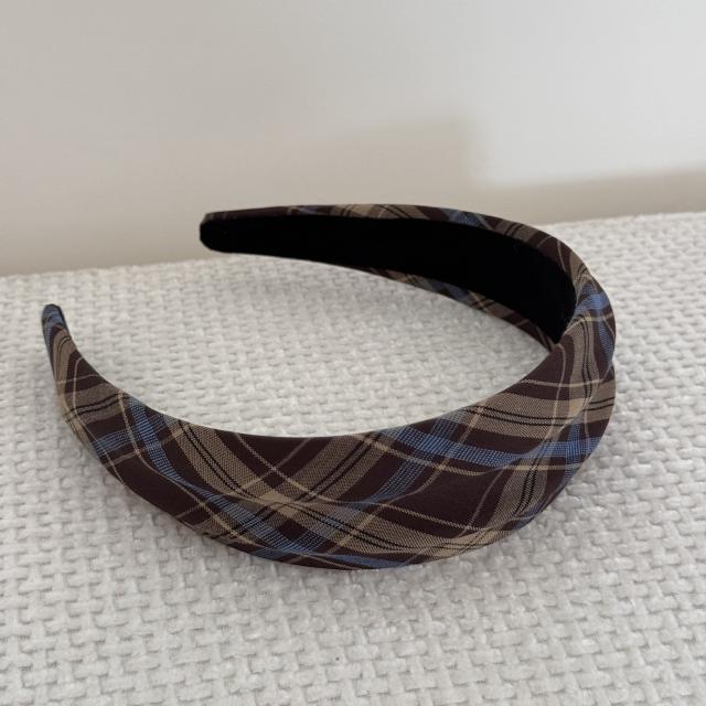 Autumn winter classic plaid pattern padded headband