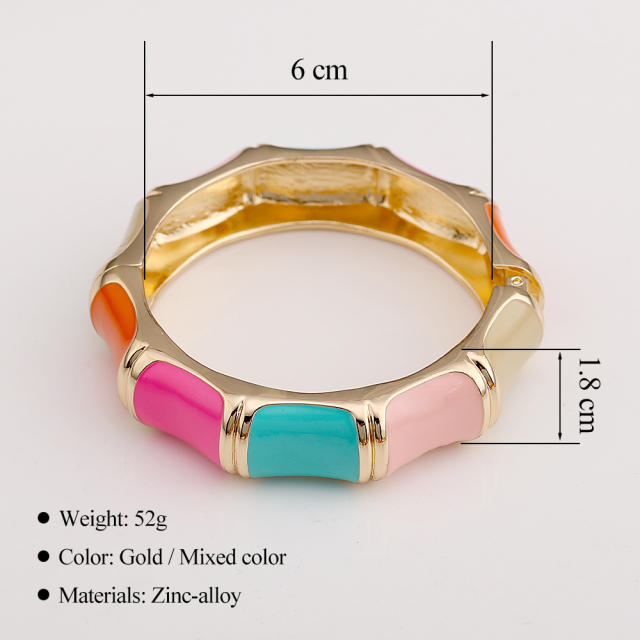 Colorful pink enamel glass crystal alloy bangle bracelet suit