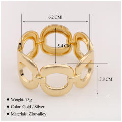 Hip-hop smooth bracelet exaggerated hollow circle alloy bangle bracelet