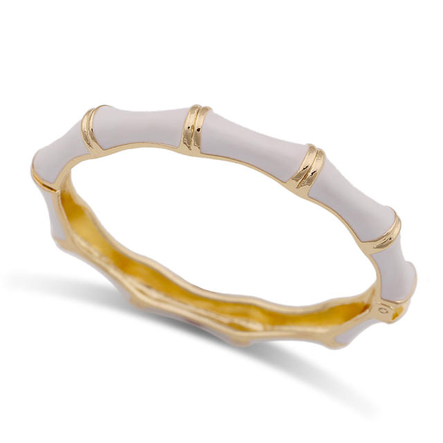 Punk trend white enamel unique alloy women bangle bracelet suit