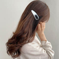Concise gold silver PU leather snap hair clips