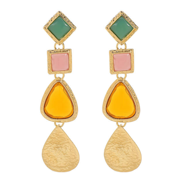Distinctive Acrylic Alloy Resin Earrings Women's ZA Light Luxury Water Drop Geometric Color Earrings