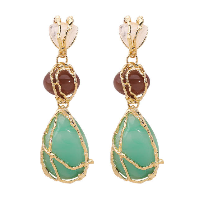 Distinctive Acrylic Alloy Resin Earrings Women's ZA Light Luxury Water Drop Geometric Color Earrings