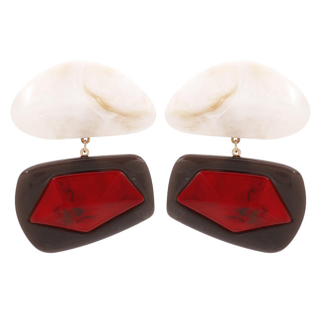 Distinctive Acrylic Alloy Resin Earrings Women's ZA Light Luxury Water Drop Geometric Color Earrings