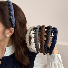 French trend plaid color twisted headband zig zag headband