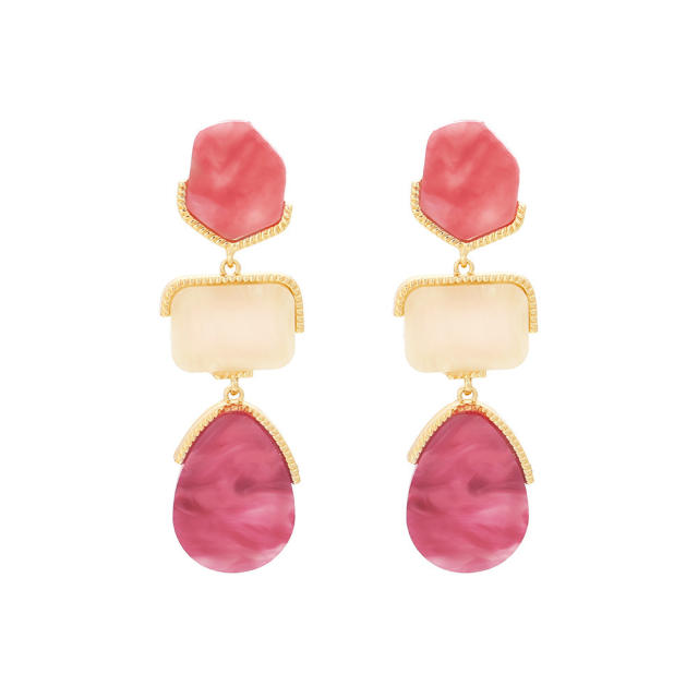 Distinctive Acrylic Alloy Resin Earrings Women's ZA Light Luxury Water Drop Geometric Color Earrings