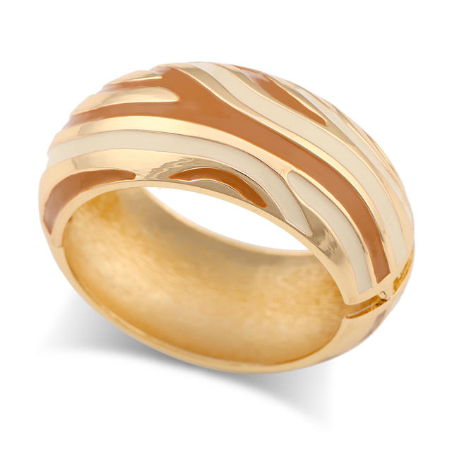 Chunky gold color brown enamel alloy bangle bracelet suit