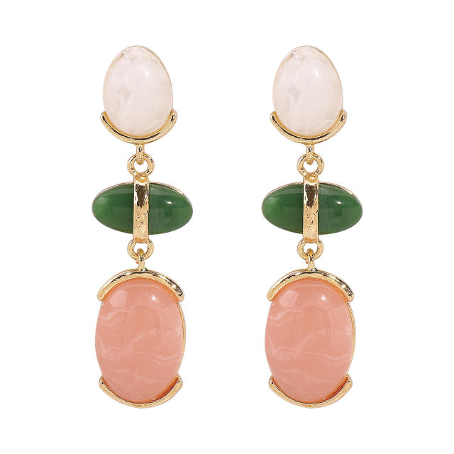 Distinctive Acrylic Alloy Resin Earrings Women's ZA Light Luxury Water Drop Geometric Color Earrings