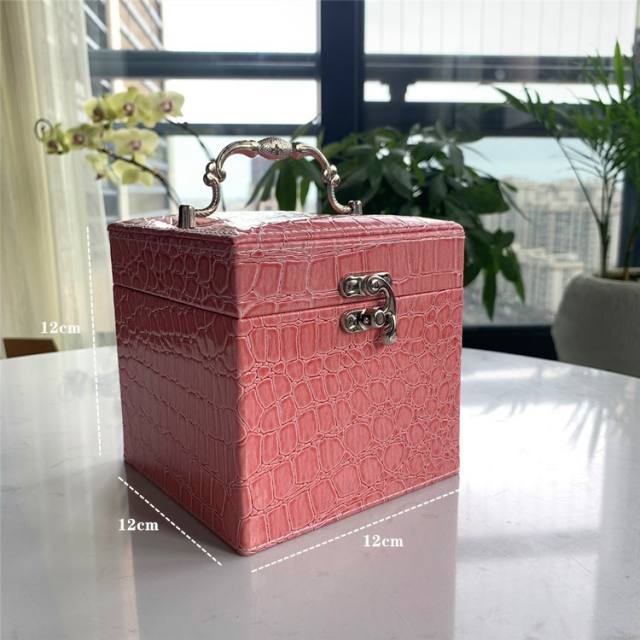 Crocodile pattern pu leather jewelry box wholesale three-layer jewelry box