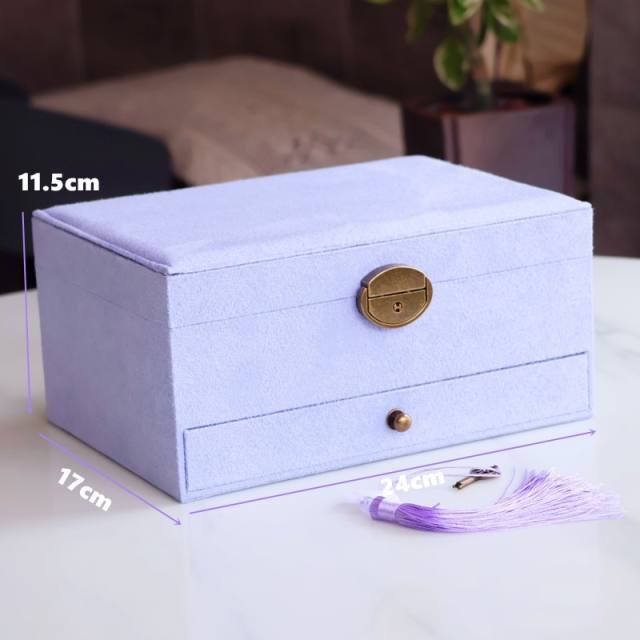 New portable flannel simple stud earrings jewelry box small earrings necklace ring jewelry box earrings storage box