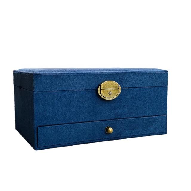 New portable flannel simple stud earrings jewelry box small earrings necklace ring jewelry box earrings storage box