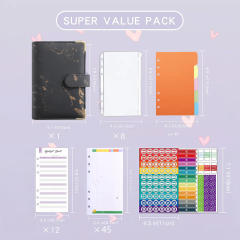 A6 Marble Binder Pu Notebook Creative Cash Budget Financial Planner Hand Ledger Wholesale