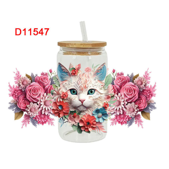 UV transfer sticker glass crystal label Crystal sticker cross-border special sticker for 16oz glass cup 23cmX11cm