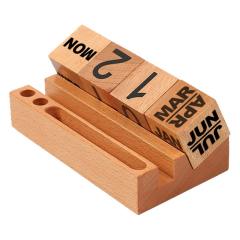 Wooden calendar digital flip square wood creative decoration calendar building blocks