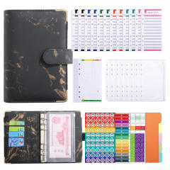 A6 Marble Binder Pu Notebook Creative Cash Budget Financial Planner Hand Ledger Wholesale