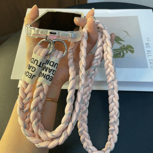 Long diagonal twist rope mobile phone lanyard ponytail three-strand braided rope strong and durable shoulder strap chain