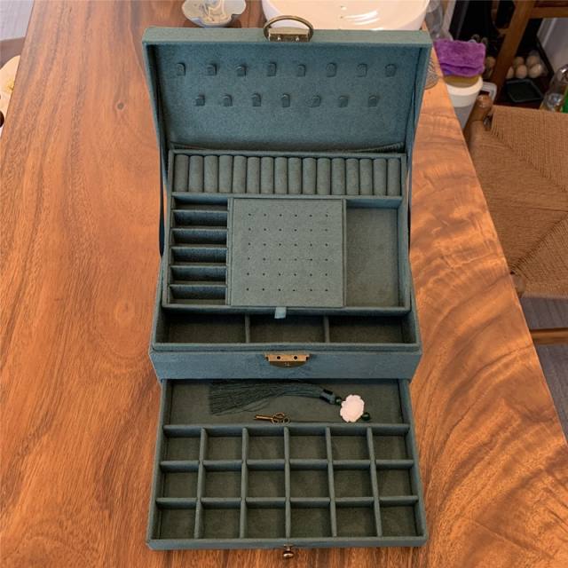 New portable flannel simple stud earrings jewelry box small earrings necklace ring jewelry box earrings storage box