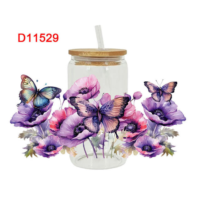UV transfer sticker glass crystal label Crystal sticker cross-border special sticker for 16oz glass cup 23cmX11cm