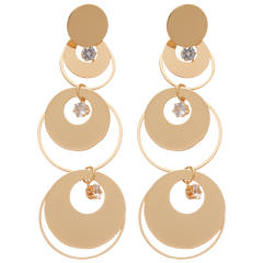 925 needle geometric round piece dangle earrings