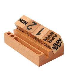 Wooden calendar digital flip square wood creative decoration calendar building blocks