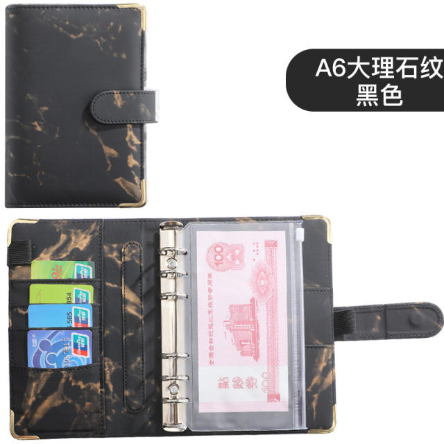 A6 Marble Binder Pu Notebook Creative Cash Budget Financial Planner Hand Ledger Wholesale