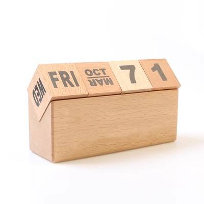 Wooden calendar digital flip square wood creative decoration calendar building blocks