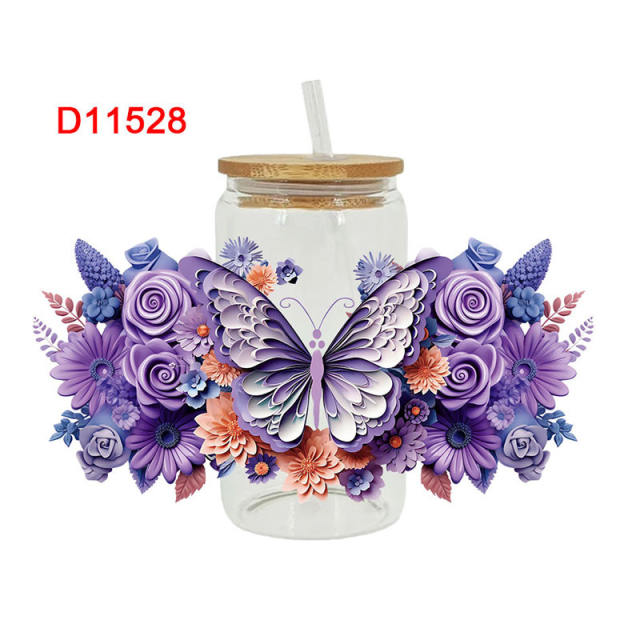 UV transfer sticker glass crystal label Crystal sticker cross-border special sticker for 16oz glass cup 23cmX11cm