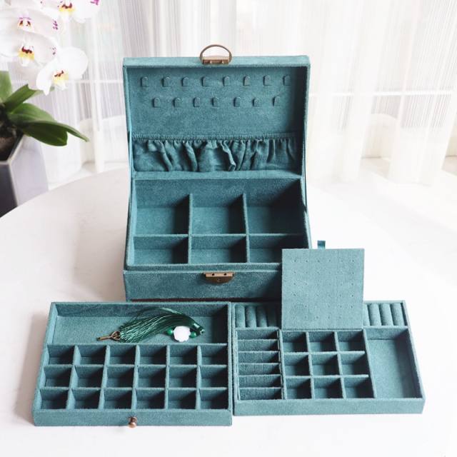 New portable flannel simple stud earrings jewelry box small earrings necklace ring jewelry box earrings storage box