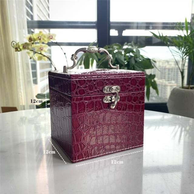 Crocodile pattern pu leather jewelry box wholesale three-layer jewelry box