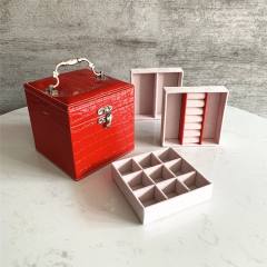 Crocodile pattern pu leather jewelry box wholesale three-layer jewelry box