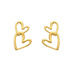 18KG geometric heart stainless steel earrings