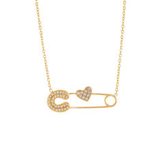 18KG diamond paperclip stainless steel necklace dainty necklace