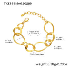 18KG geometric circle stainless steel long necklace earrings suit