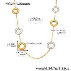 18KG easy match geometric circle stainless steel long necklace sweater chain