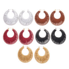 Boho geometric hollow big hoop earrings
