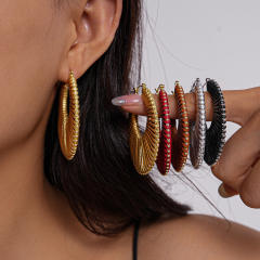 Boho geometric hollow big hoop earrings