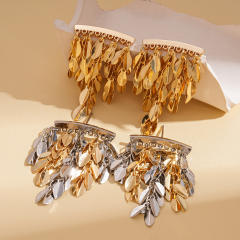 Metal feeling tassel earings