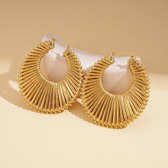 Boho geometric hollow big hoop earrings