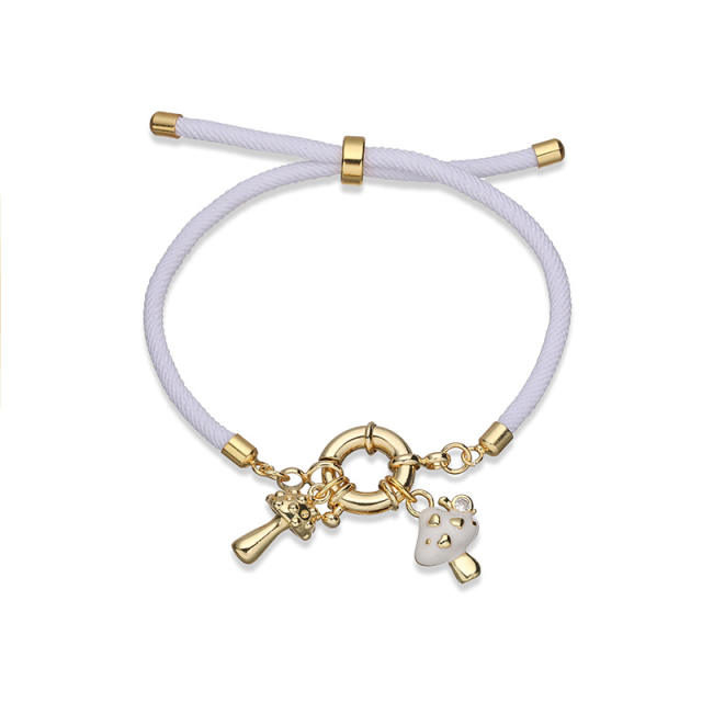 Colorful braid rope gold plated copper multi charm bracelet friendship bracelet