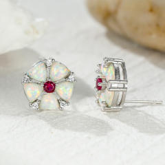 Colorful Opal Green Diamond Flower Earrings Cold Style studs earrings