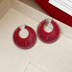 Boho geometric hollow big hoop earrings