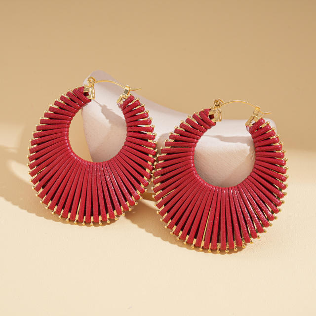 Boho geometric hollow big hoop earrings