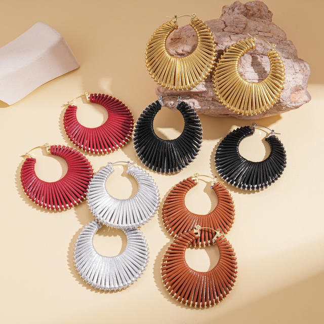 Boho geometric hollow big hoop earrings